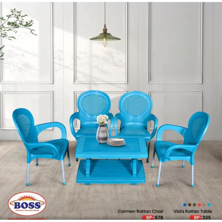 Teal Plastic Chairs Boss BP-317 Mega Jhony Pure Plastic Chair With