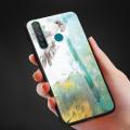Biruiqu For Realme 5 5s 5i Realme C3 Shockproof Fashion Marble Tempered Glass Back Case Cover. 