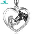 Green Home Choker Necklace Lustrous Love Heart Girls And Horse Pendant Necklace. 