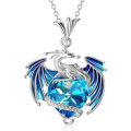 Luxury Fashion Colorful Crystal Dragon Pendant Necklace for Women Exquisite Blue Purple Dragon Necklace Cute Dragon Jewelry Gift. 
