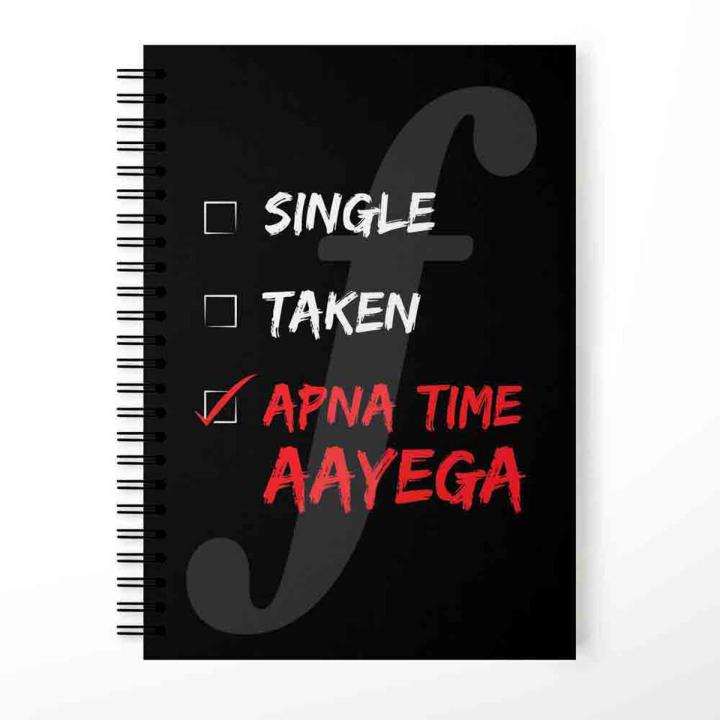 Apna Time Ayega Design Spiral Notebook Printed Customized Notebooks for University College and Best for Students cute Notebooks by Favourite Plus