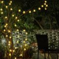 Solar Star String- Modern Unique Decorative Outdoors Patio Decoration Solar Powered Star Shaped LED's IP65 Waterproof Gardens Plants Decor Warm Shade Lighting String 16 Ft. Wire Fancy Restaurant Renovation Lights. 
