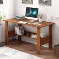 Engineered Wood Computer Desk with One Tier Shelves Laptop Study Table for Office Home Workstation Writing Modern Desk (ST-004/Oak Brown / 90 x 50 x 77 cm). 