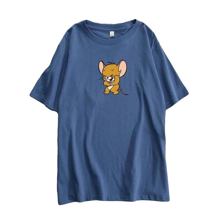 T Shirt Design Stylish And Amazing Tom And Jerry Cartoon -Laughing Jerry-Printed Summer Collection Shirt For Women N GIRLS Smart Fit Round Neck Half Sleeves Tee Shirt