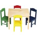 Wooden and Multicolor Kids Table Set - 4 Chairs Included | Kids Furniture for Playroom or Study Room | Durable and Safe | Perfect for Arts, Crafts, and Learning. 