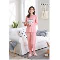 Pink Happy Cat Printed Cute Sexy Ladies Sleep Wear Night Dress with Shirt and Trouser (Complete Sleeping Suit) For Women and Girls. 