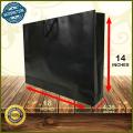 BLACK PAPER BAGS. Pack of 08 Premium Quality Black Paper Bags (IMPORTED PAPER)  of 14  x 18 x 4.25 inches [ 1-2 CENTIMETERS (+) (-) SIZE VARIATION ]  , suitable for using as shopping bag, gift bag, goodies bag, merchandise and retail bag. 