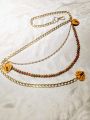 Elegant Multi-Layer Metal and Beads Chain Waist Belt. 