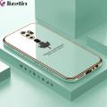 Jizetin (Free Lanyard) for OPPO A5 2020 / A9 2020 Back Cover Luxury 6D Plating Soft Casing Silicone Square Frame Phone Case Shiny Bling Back Cover Maple leaf New design Side Drawing Case. 