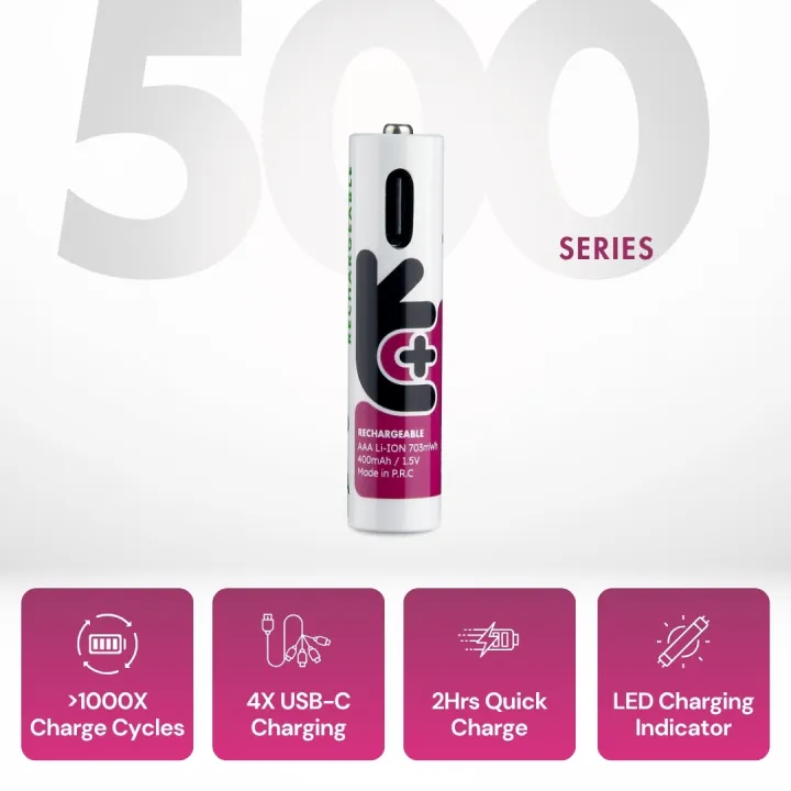 Uniross%20USB-C%20AAA%201.5V%20703%20mWh%20/%20500%20mAh%20Rechargeable%20Battery%20(Pack%204)%20-%20Image%205