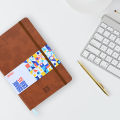 A5 Square Grid Journal, 120 gram/sm Ultra Thick Pages, 5mm Square Grid Layout, Premium Vegan Leather Hard Cover, 160 pages, Pocked in the back, Elastic Enclosure, 100% Recycled Ivory Color Pages. 