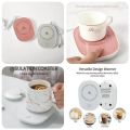 Coffee Mug-Warmer, USB Electric Coffee Cup Warmer for Desk, with Automatic On/Off to Keep Temperature Up to 104-122℉/ 40-50℃, Include Ceramic Mug, Cover, Spoon, Enjoy Anytime Hot Drinks,Green. 