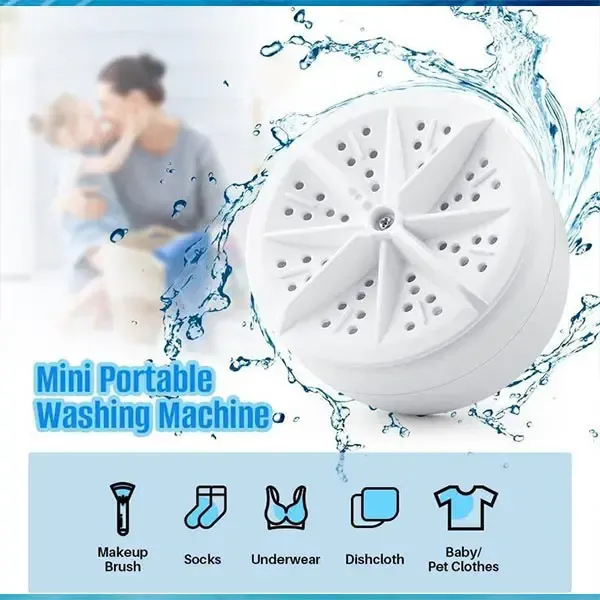 New USB Portable Mini Washing Machine with Ultrasonic Turbine Technology, Travel Size Personal Laundry Washer