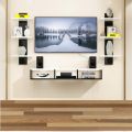 TV Stand Unit for Living Room/Wall Mounted TV Unit, TV Cabinet, Set Top Box Stand (Walnut & White). 
