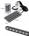 4pcs Car Interior Lights RGB 12 LED Strip Light Car Auto Atmosphere Music Remote Control Flexible Neon Lamp 12V. 