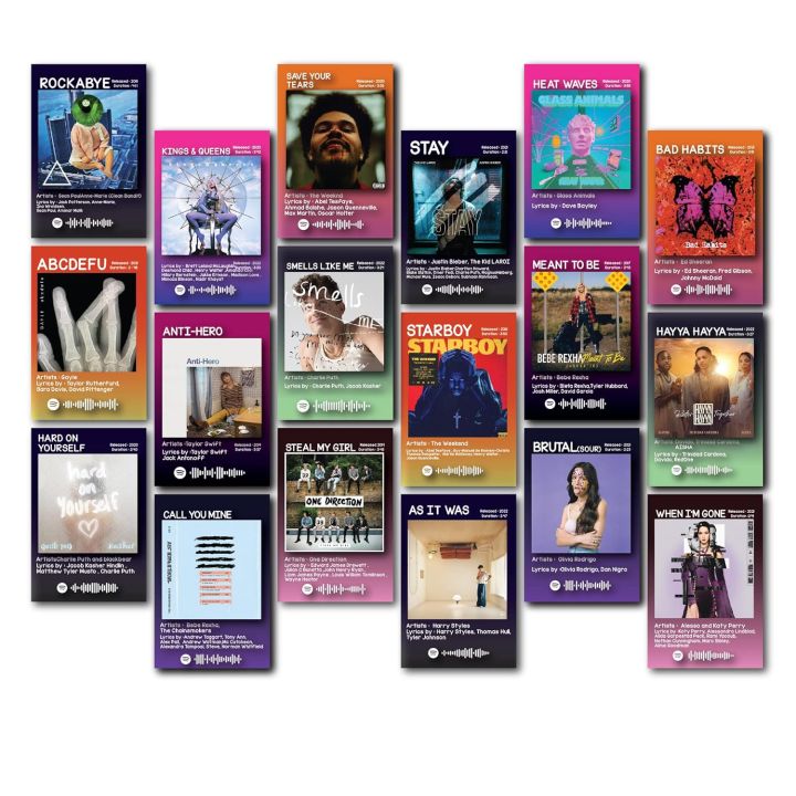 Spotify Music Album Card Pack of 18, 6x4 Inch Aesthetic Artist Print Wall Art Collage