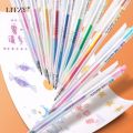 LITZY 5pcs/set Mixed Color Ink Gradient Gel Pen Rainbow Graffiti Journal Pens Kawaii Art Stationery Supplies School Neutral Pens. 
