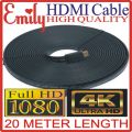 SUPER HDMI LONG CABLE 20M 20 METER BLACK 20 Meter Length (ROUND CABLE) Super Hdmi Long Cable 20M 20 Meter Length for Laptop to LED hdmi Black HDMI Cable High Speed 4K Compatible High Definition Multimedia Interface male to male for Clear Crystal Display T. 