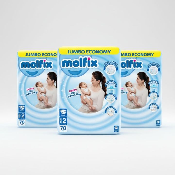 Mol-fix Diapers Size 2 Mini 70pcs (4-9kgs) Pack of 3