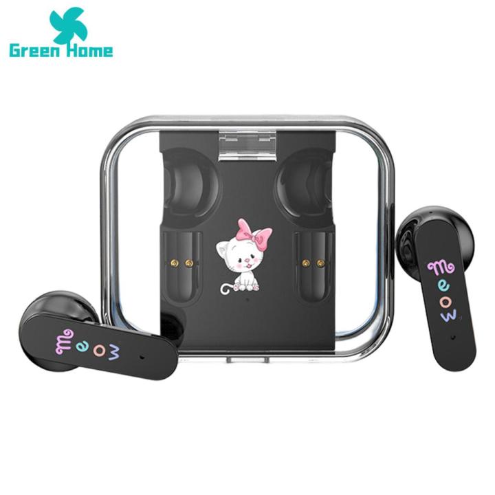 Green Home Earbuds 360 Degree Surround Sound Effect Bluetooth-compatible 5.3 Semi In-ear Stereo Earphones