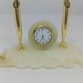 Table Clock Marble Granite stone with Pen holder. 