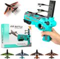 Airplane Launcher Toy Bubble Catapult Airplane Toy One Click Ejection Model Foam Airplane with 4 Pcs Glider Airplane Launcher Gifts For Boys Outdoor Sport Toys. 