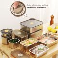 Food Container with Transparent Lid 304 Stainless Steel Refrigerator Storage Box with Airtight Lid Large Capacity Fridge Organizer for Vegetables Fruits Dishwasher Safe Food Container Refrigerator. 
