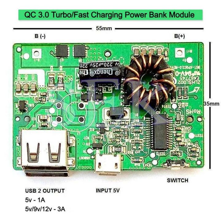 Turbo Charge Quick Charge 3.0 Dual Port Power Bank Kit Circuit Module Circuit  Shopikbuzz