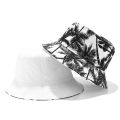 2022 New Unisex Fashion Summer Reversible Black White Coconut Tree Printed Fisherman Caps Bucket Hats Gorro Pescador Men Women. 