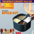 4 Grid Spice Seasoning Food and Masala Rack/Box/Container/Storage/jar Set for Kitchen / 4 grid masala box with spoon / 4 grid spice jar with free spoon. 