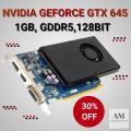 NVIDIA GEFORCE GTX 645, 1GB, GDDR5, 128BIT, BEST FOR GAMING , GRAPHIC WORKS, GRAPHIC VIDEO CARD. 
