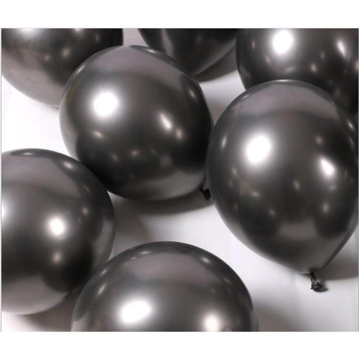BLACK METALLIC CHROME BALLOONS PACK ( PACK OF 10 BLACK BALLOONS )