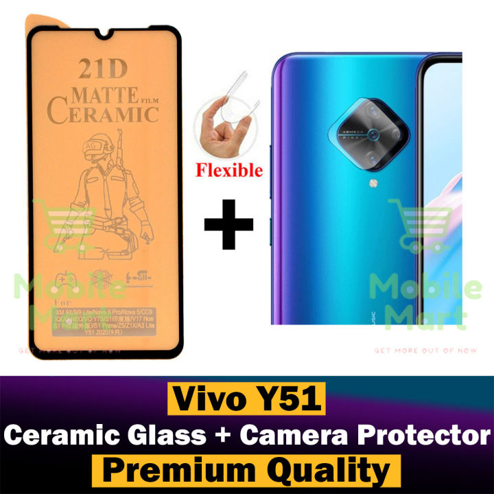 Vivo Y51 Matte Glass Protector Fiber Pubg Glass Camera Glass