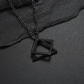 Geometry Interlocking Square Triangle Male Pendant for Men Alloy Modern Trendy Geometric Stacking Street wear Necklace. 