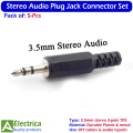 5pcs 3-Pole 3.5mm Audio Plug Jack Connector for Headphones, DIY Cables & Audio Projects by Electrica. 