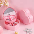 Multifunctional Plastic Folding Jewelry Box 2 layers Heart Design Makeup Cosmetic. 