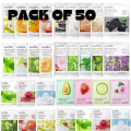 Pack of 20/50/100 Fruit Plant Extract Moisturizing Brighten Facial Sheet MaskS Hydrating, Radiance Boost, Calming, Skin Care Sheet Masks ( Random). 