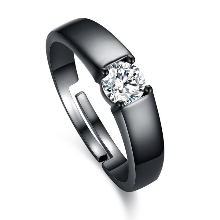 Brass Zircon Ring for Men – Adjustable Black Ring Pakistan
