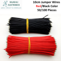100 Pieces 10cm Tinned Copper Red/black Wire for LED strip power extension Electronic Jumper wires Led Buld Repairing. 