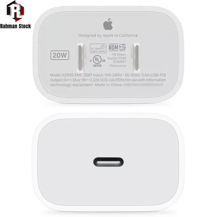 Genuine Lot Brandeed OEM Apple 20W USB-C Fast Power Adapter A2305 for iPhone11, 11 Pro, and iPhone 12, 12 Pro Max, iPhone 13 Mini, 13, 13 Pro, 13 Pro Max, iPhone 14 Plus, 14 Pro, 14 Pro Max