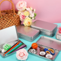 Rectangular Metal Tin Box with Lid Metal Hinged Lid,4PCS. 
