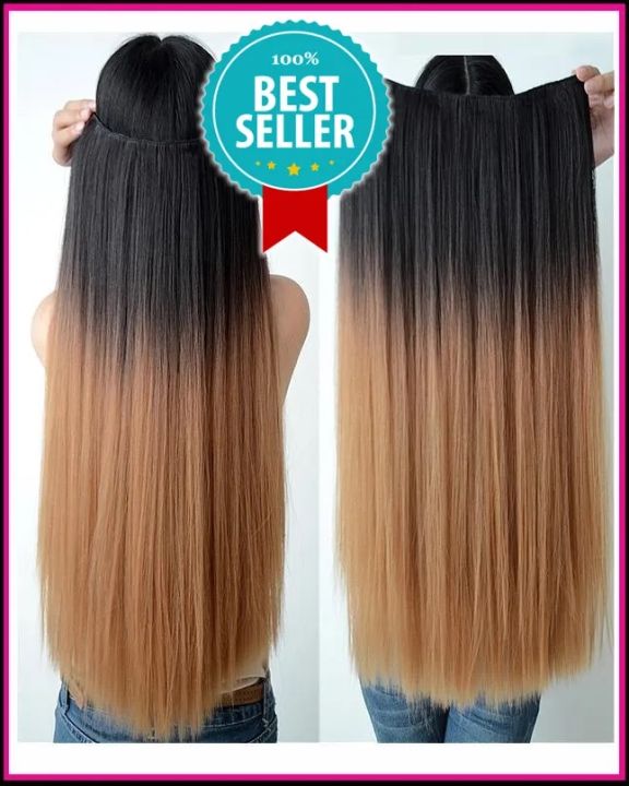 Clip-in Dip Dye Ombre Hair Extensions Black to Light brown - 30 INCH