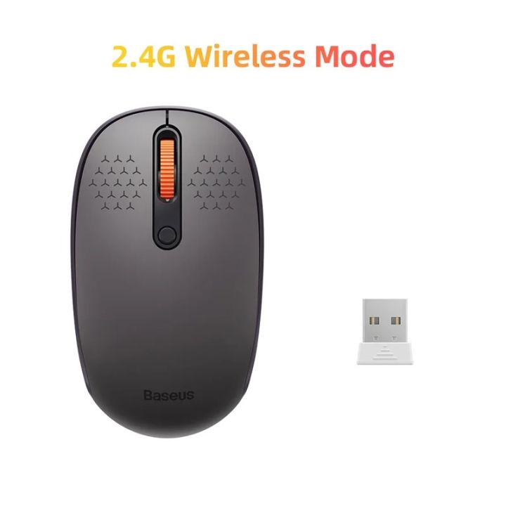 Baseus F01B Silent Wireless Mouse, Tri-Mode Bluetooth Mouse with 1600 Dpi Compatible with PC, Mac, Laptop, Tablets