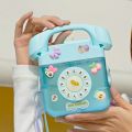 400ML Telephone Shape Water Bottle Plastic Water Bottle for Girls Kawaii Straw Bottle with Sticker Strap Children Outdoor Kettle. 