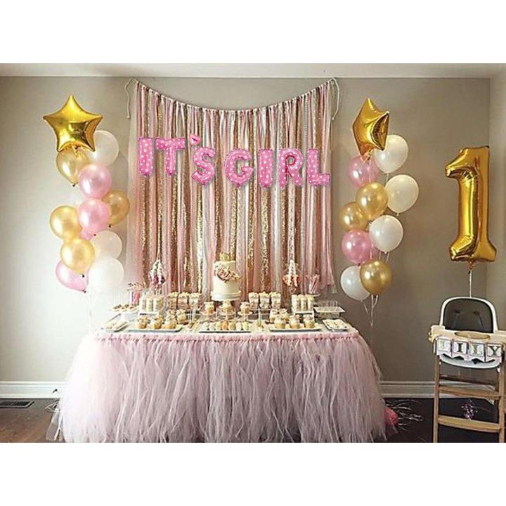 16 inch Pink Color Foil Balloons ITS GIRL Letter Banner for Baby Shower Decoration