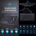 Banda K1000 Multimedia Wired Keyboard – Compact USB Waterproof Keyboard with Ergonomic Design, Arabic/English Layout, for Laptop & PC. 