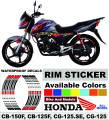 Wheel Stickers for HONDA CB-150-F Rim Reflector Tape Motorcycle Decals Graphics 17". 