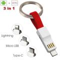 Micro Usb Lightning Cable 3 In 1 Lightning Micro Type C Portable Short Fast Charging Cord Magnetic Less. 