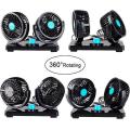 12V Car Fan 360 Degree Rotation Adjustable Dual Head Car Auto Cooling Air Fan- Powerful. 