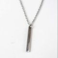 Bar necklace rectangle pendant waterproof chain Locket for Men Boys silver. 